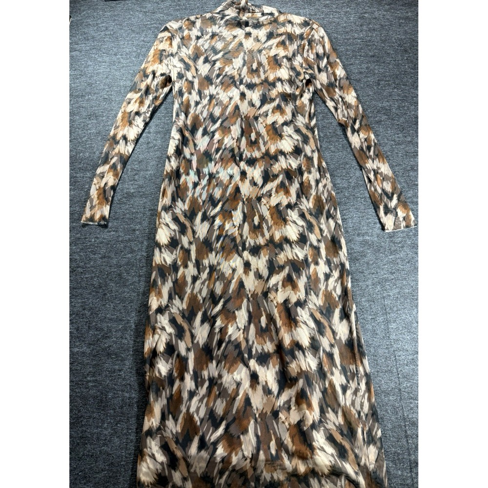 Steve Madden Dress Womens Medium Vivienne Print Turtleneck Mesh Midi Bodycon